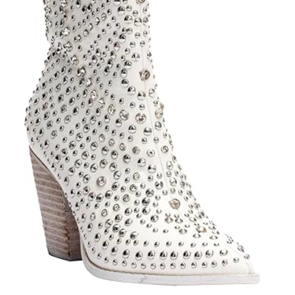 Studded White Western Boots Hey Girl by Corkeys